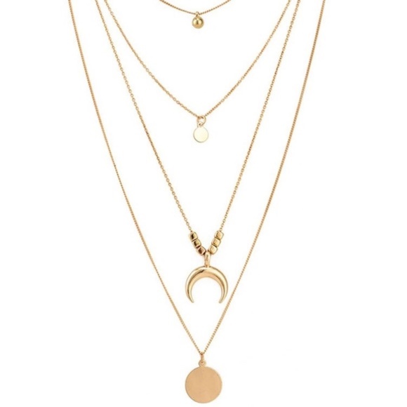 3 for $30 Moon Disc Layered Necklace - Picture 3 of 3